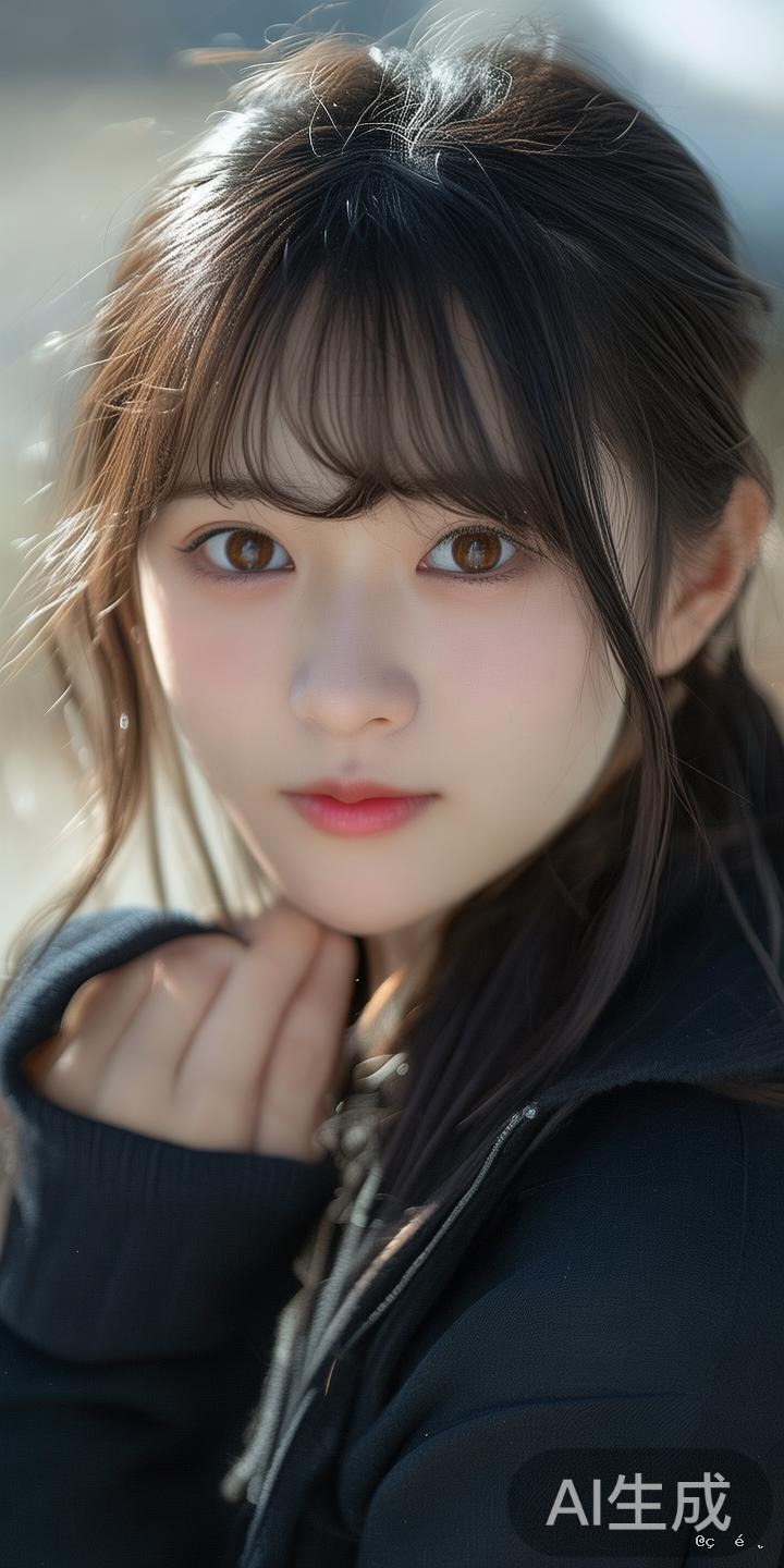 写实日系少女，JK校服套装，加厚哑光黑过膝长筒袜，腿部线条柔