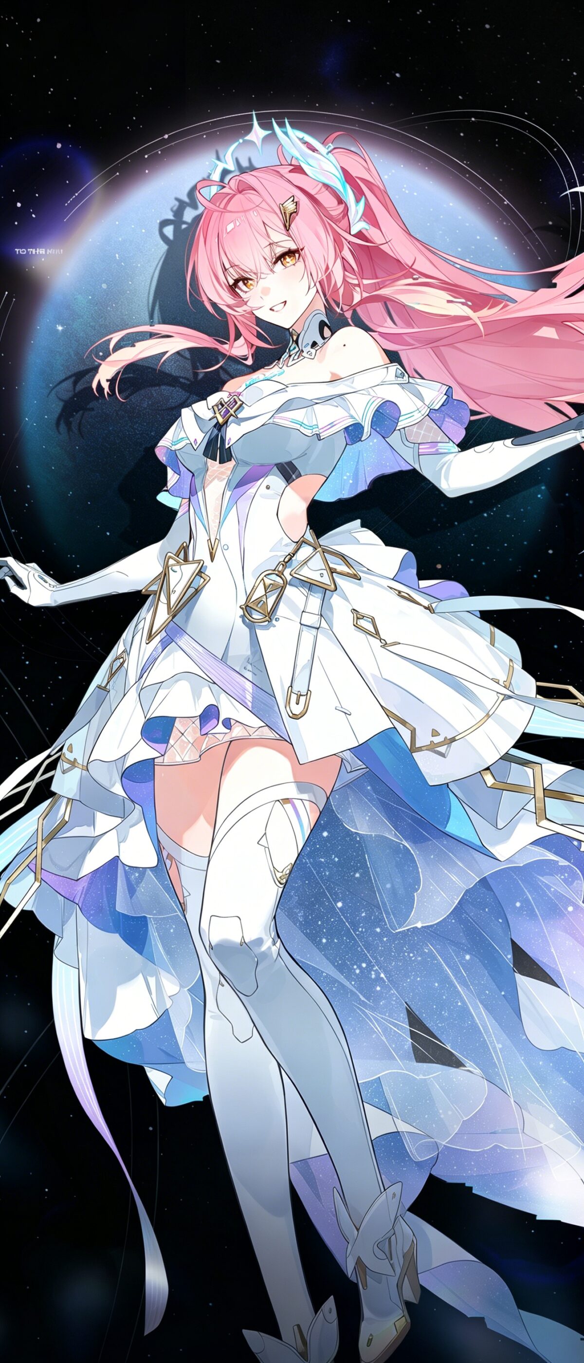 粉色长发女孩星空背景
