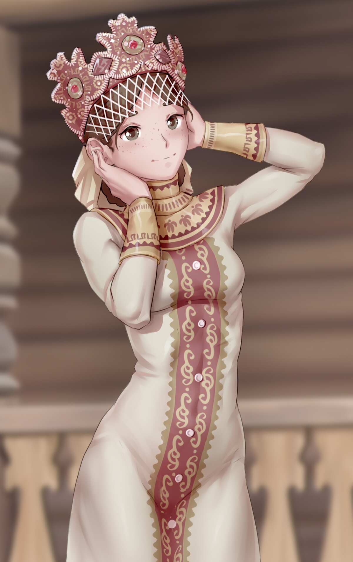 动漫少女站立微笑