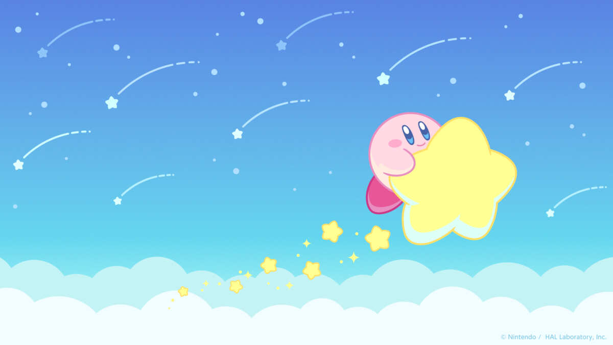 星夜中的快乐小 Kirby 壁纸