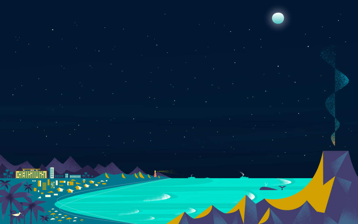 星空下的海滨城市
