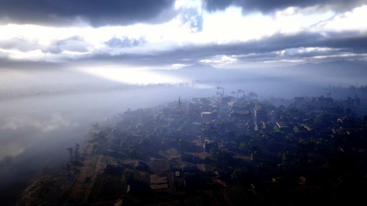 云雾缭绕的山村