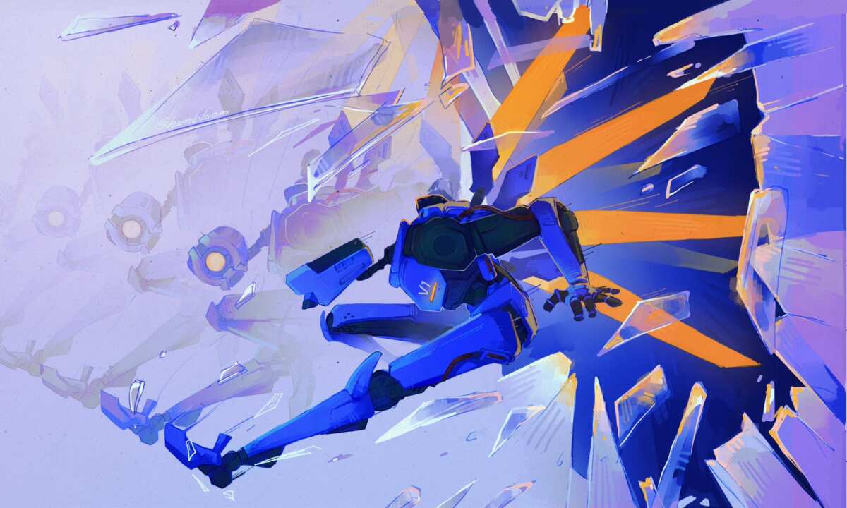 破碎玻璃中的机器人