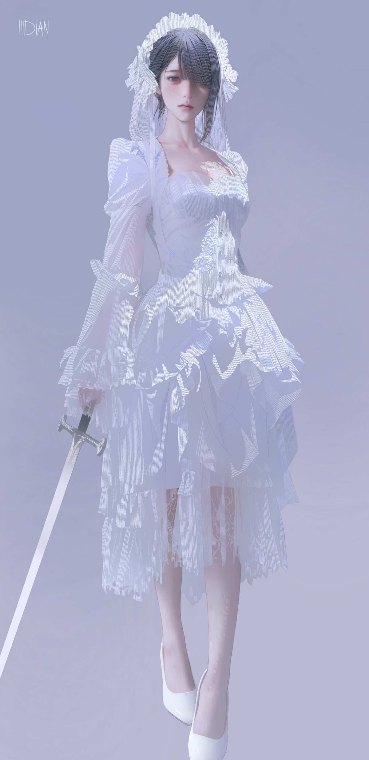 白色婚纱与剑