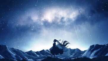 星空剪影动漫女孩浪漫神秘高清动态壁纸，适合桌面背景和手机锁屏