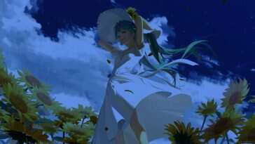 动态壁纸：Miku夜晚向日葵田星空