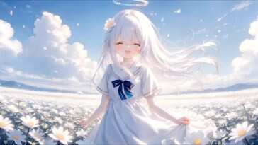 Cute Anime Girl And Daisies Live Wallpaper