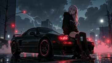 动漫动态壁纸：本田NSX NA1街头雨景