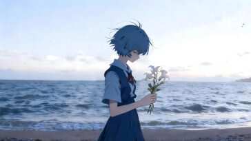 《新世纪福音战士》Rei海滩动态壁纸