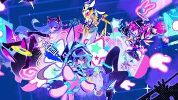 Muse Dash与Arknights联动主题高清动态壁纸，夜晚场景吉他手与麦克风元素，音乐氛围浓厚