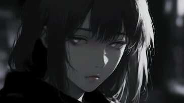 忧郁动漫女孩黑白动态壁纸