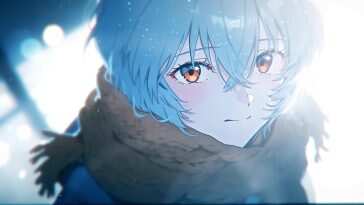 《新世纪福音战士》冬夜霓虹闪烁高清动态壁纸，Rei Ayanami形象，极致视觉体验