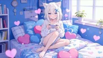 游戏动漫动态壁纸：蓝眼猫娘