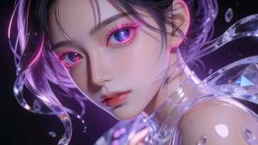 高清动漫女孩银河霓虹动态壁纸，适合桌面和手机锁屏背景