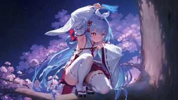 神社少女樱花动态壁纸