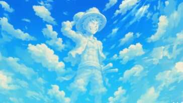 One Piece 动漫动态壁纸：云朵中的路飞