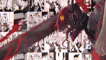 血腥刺激的《Chainsaw Man》动漫角色动态壁纸，3440x1440分辨率，适合桌面背景