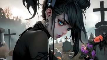 暗黑风格少女墓地动态壁纸