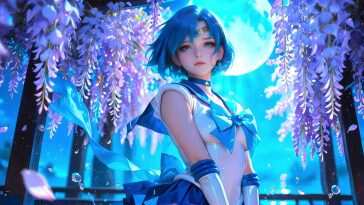 精美动态壁纸：水仙月夜美少女战士