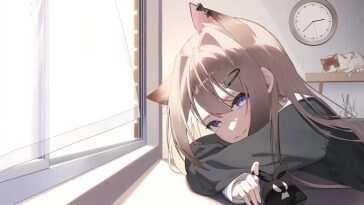 狐狸女孩窗边宁静动态壁纸