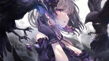 Gothic Anime Girl Crows Live Wallpaper