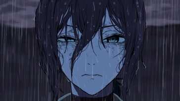 雨中泪滴《Chainsaw Man》高清动态壁纸，忧郁情感，适合桌面和手机背景