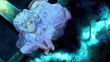 动漫女孩仰望星空动态壁纸