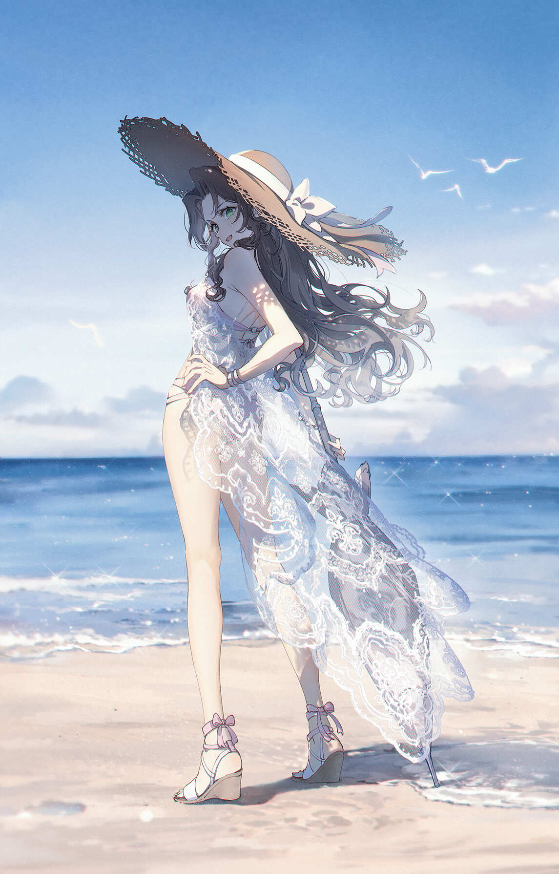 海边长发女孩