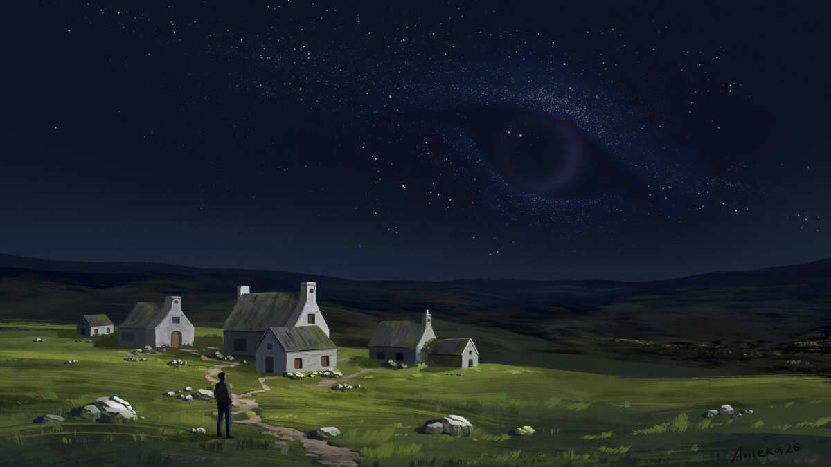 星空下的宁静村庄