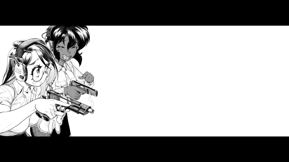 双枪少女黑白风
