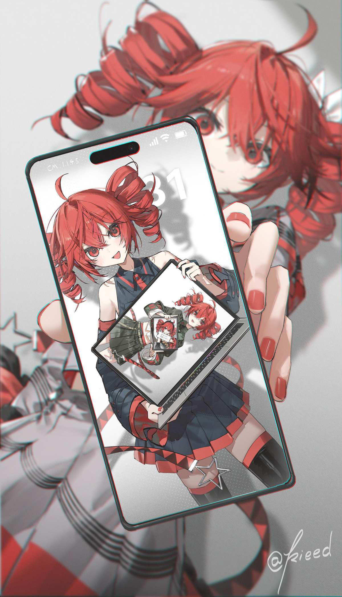 红发少女手机壁纸