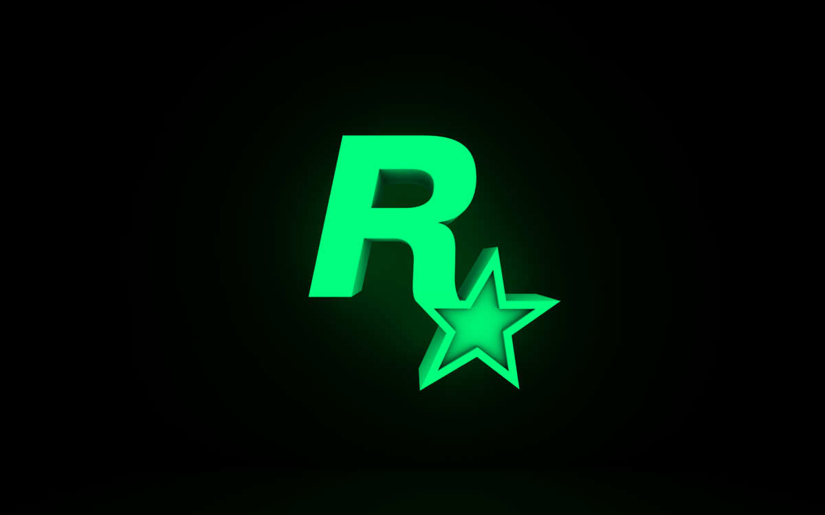 绿色发光字母R与星星壁纸