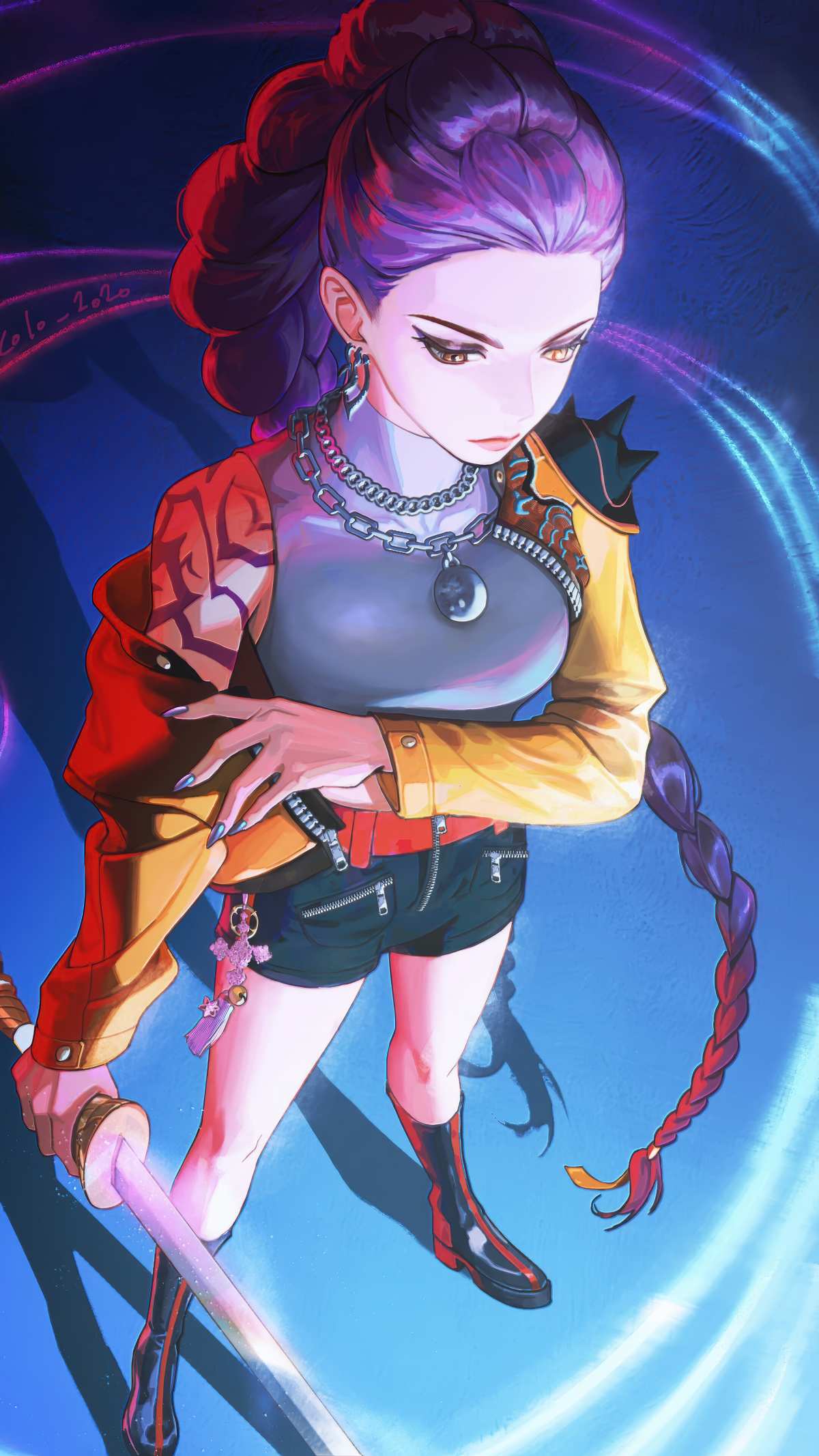 紫色长发女性角色