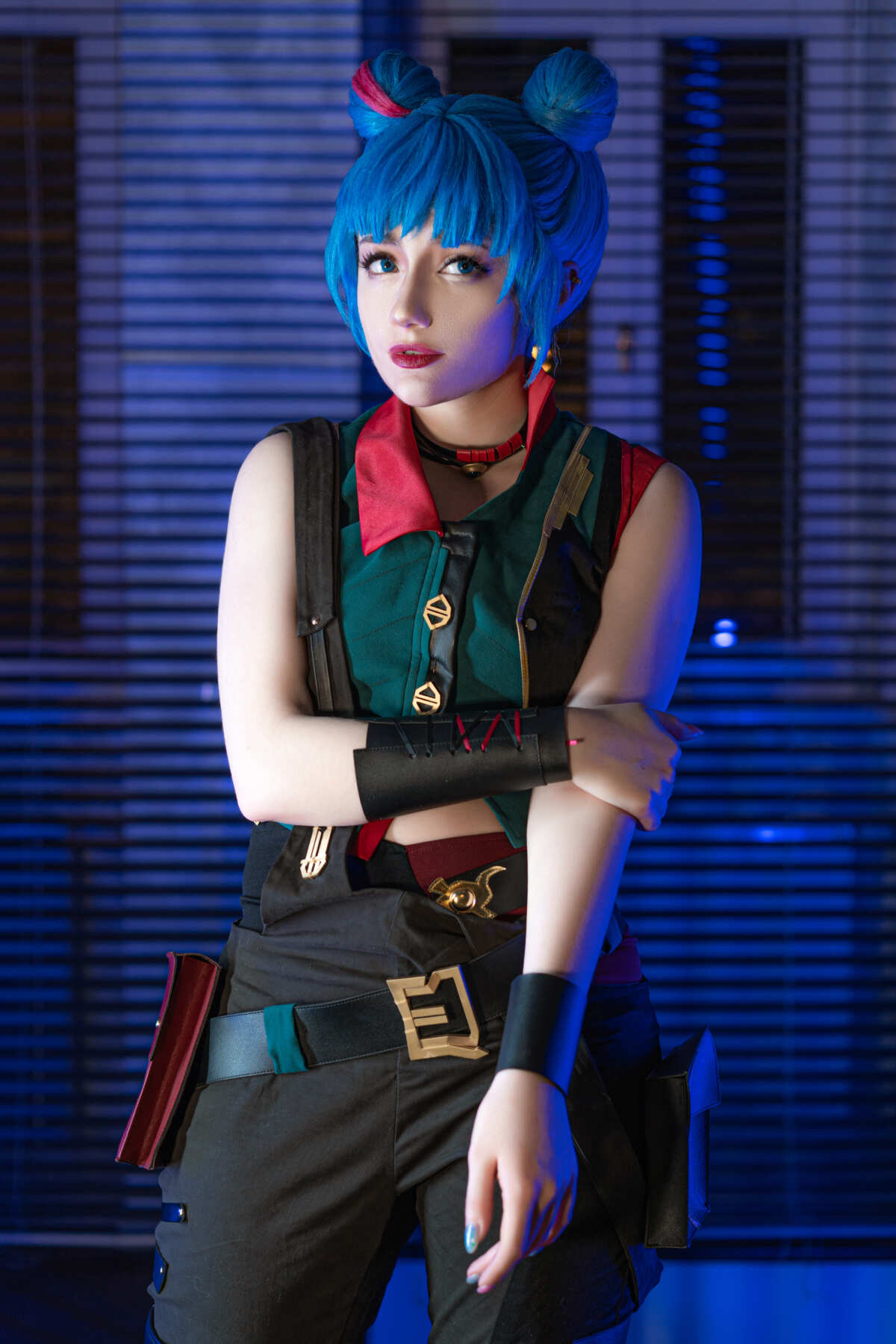 蓝色发梢的cosplay角色