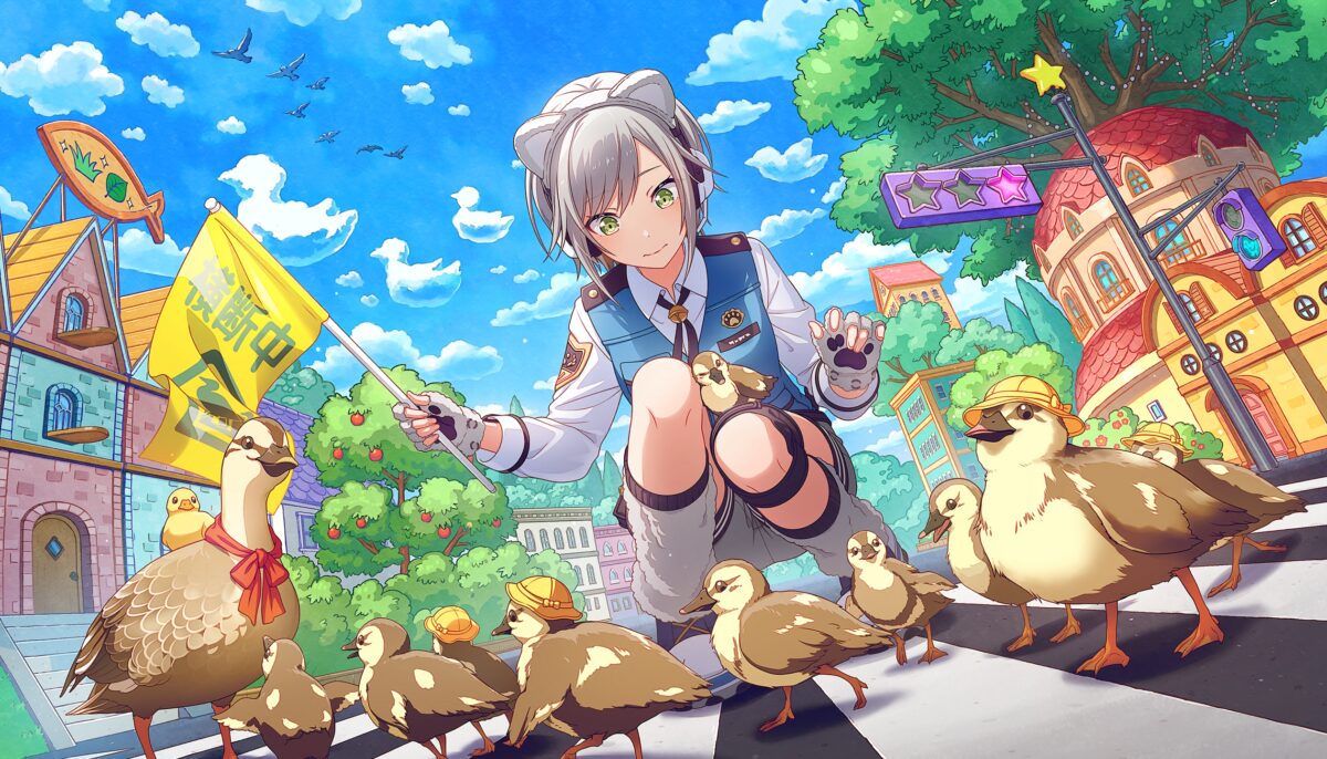 治愈系动漫女孩与鸭子
