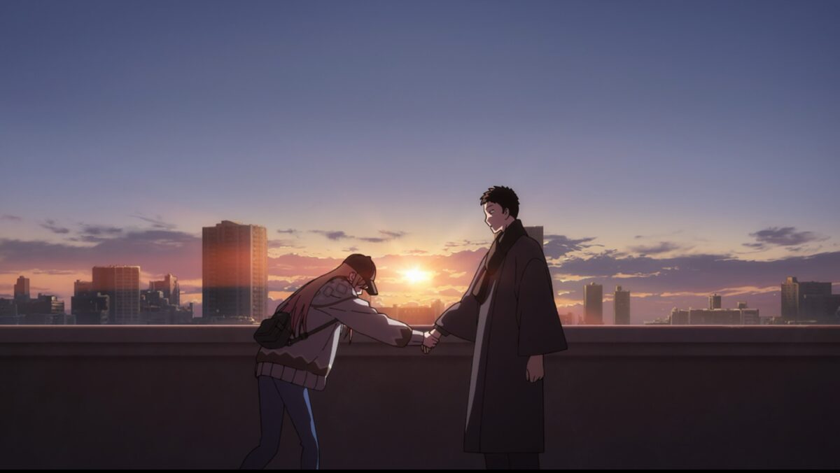 夕阳下的牵手