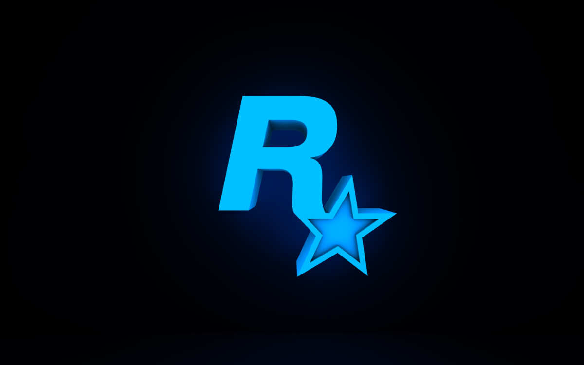 蓝色发光字母R与星星壁纸