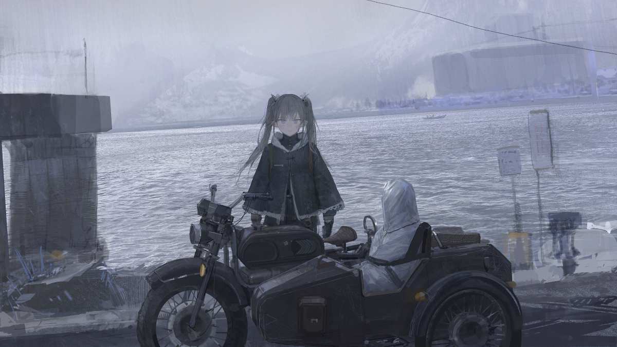 海边的摩托车女孩