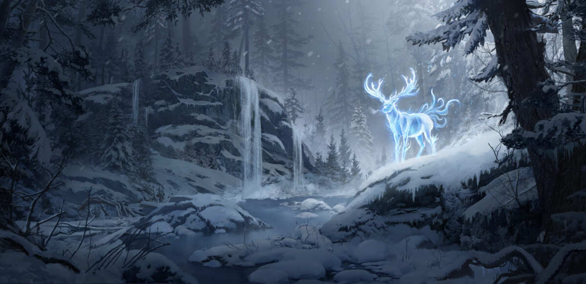 冰雪森林鹿影