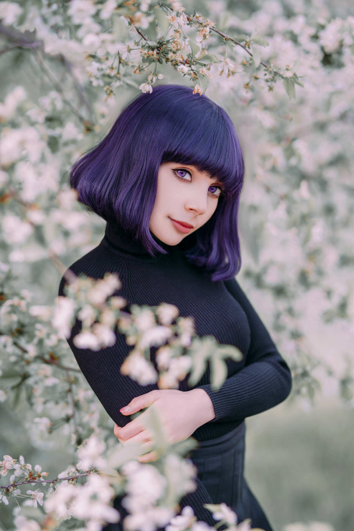 紫发女子与花树