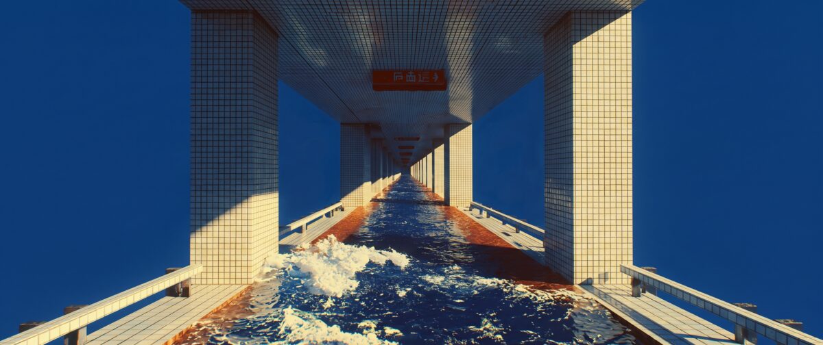 蓝色海洋与白色建筑