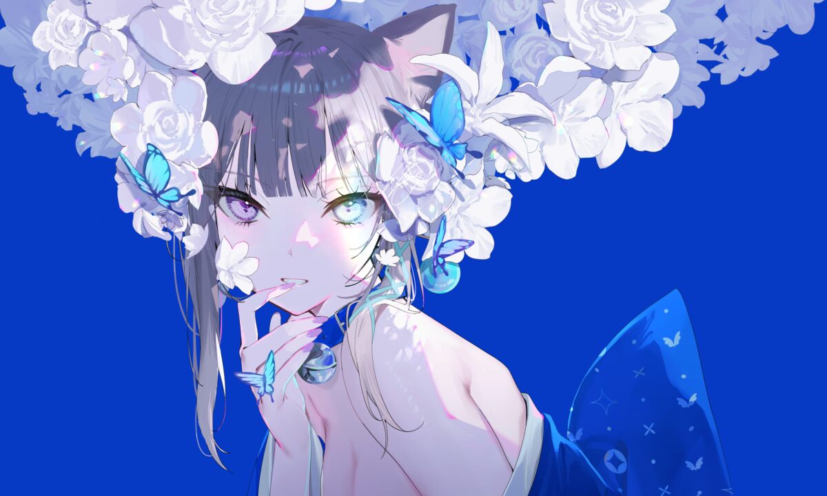 蓝色蝴蝶与猫耳女孩