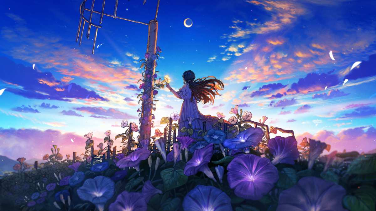 星空下的紫藤花