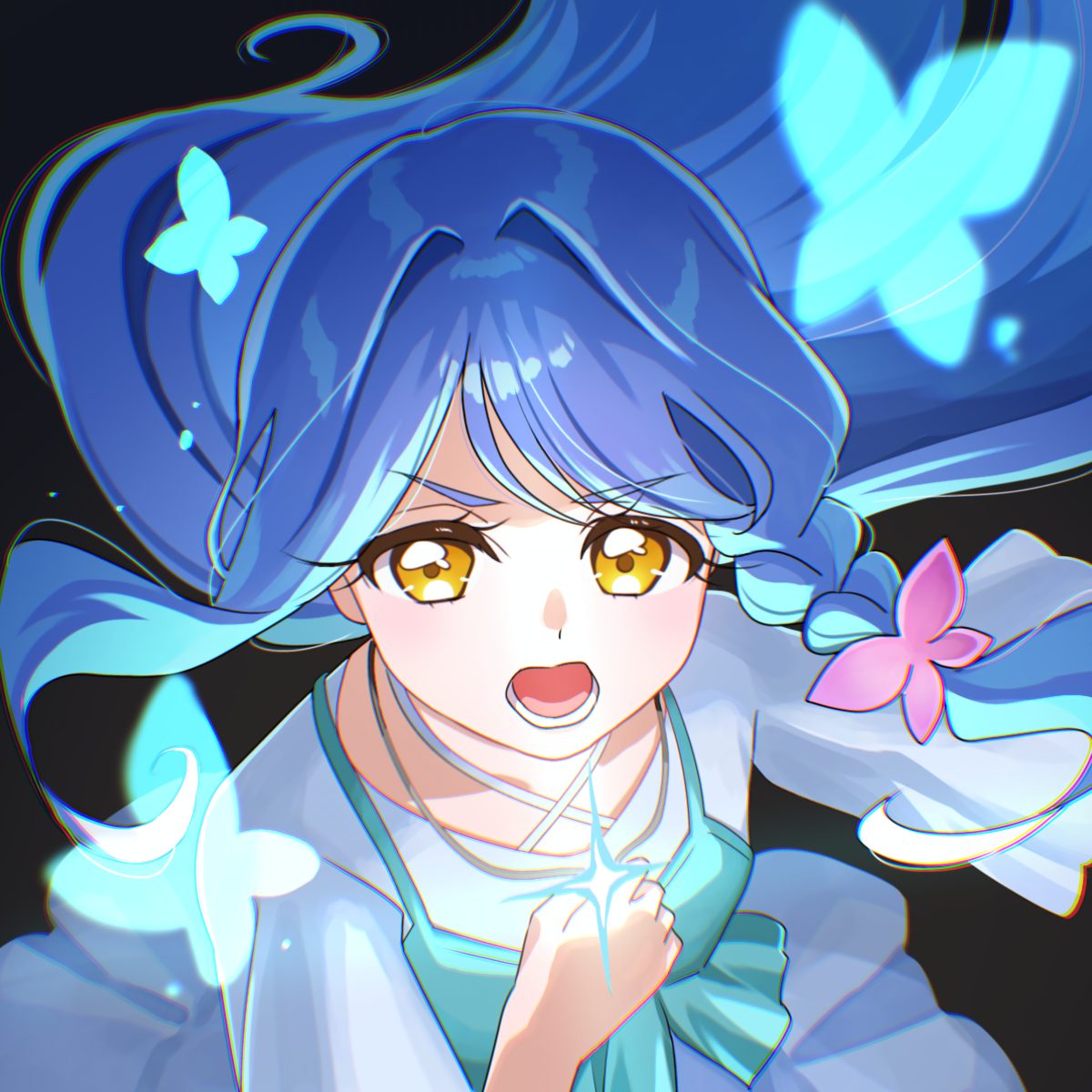 蓝色长发少女