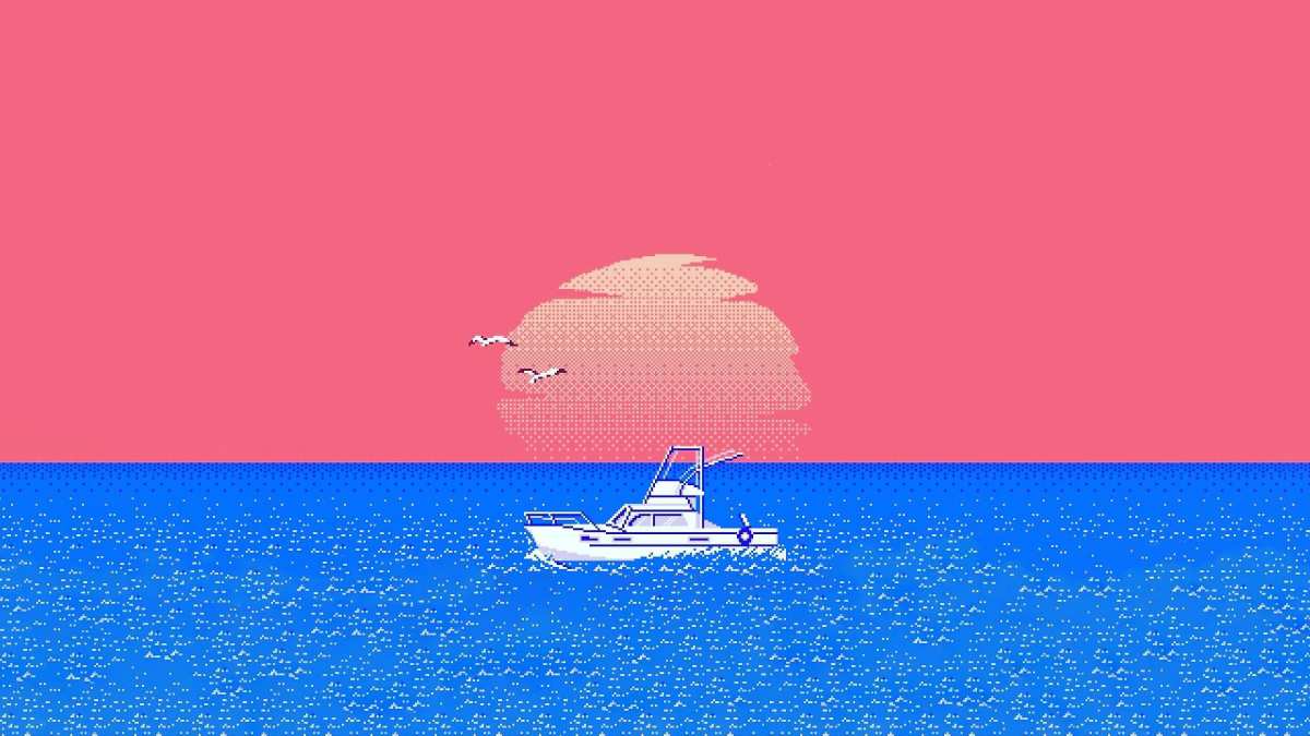 像素日落海景