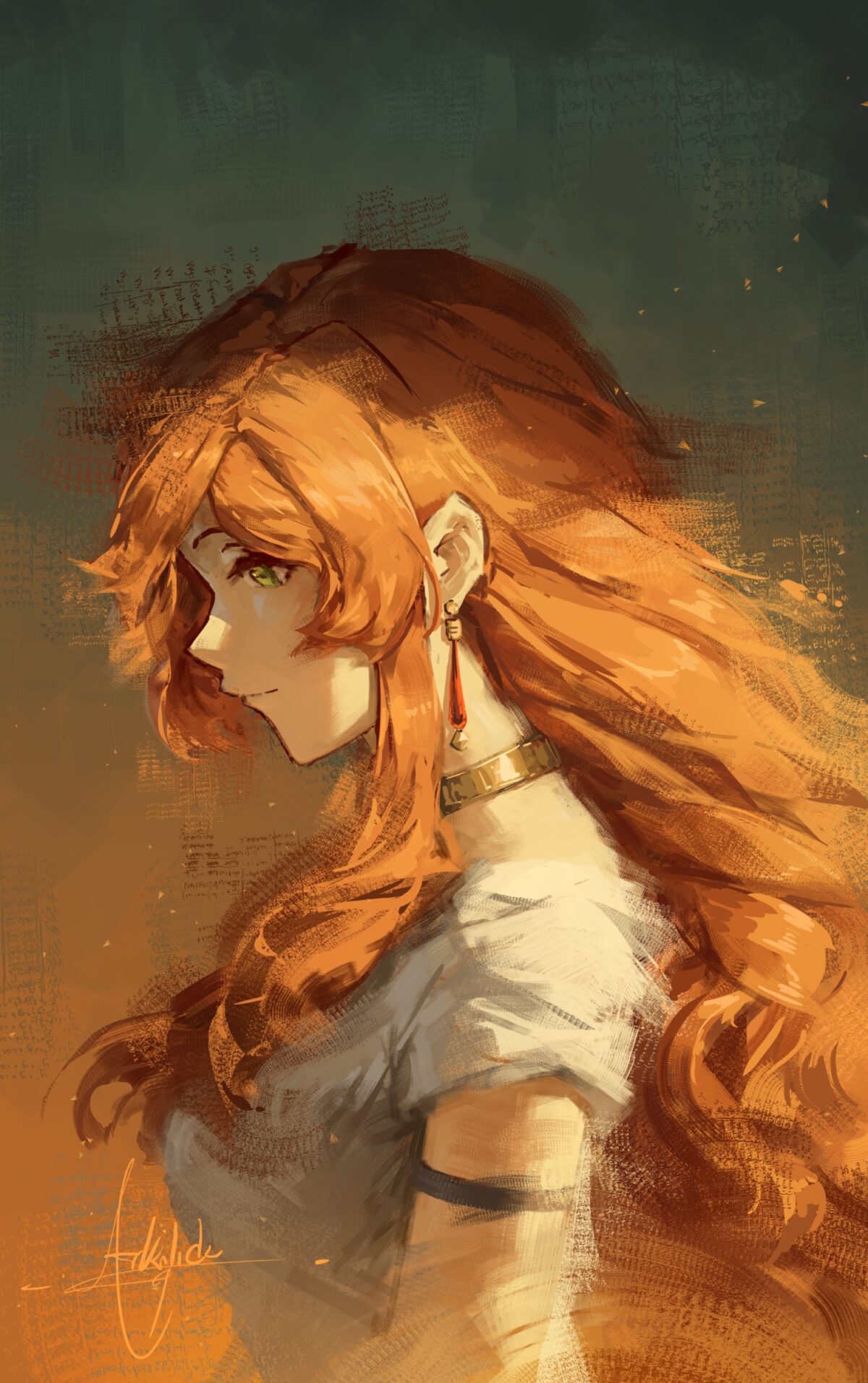 红发少女侧脸