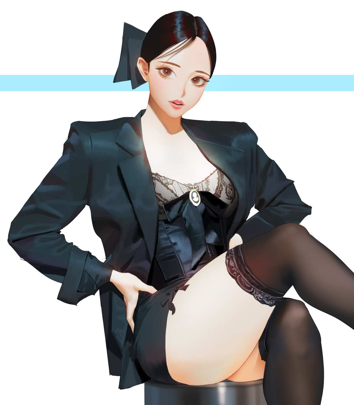 黑色丝袜与西装