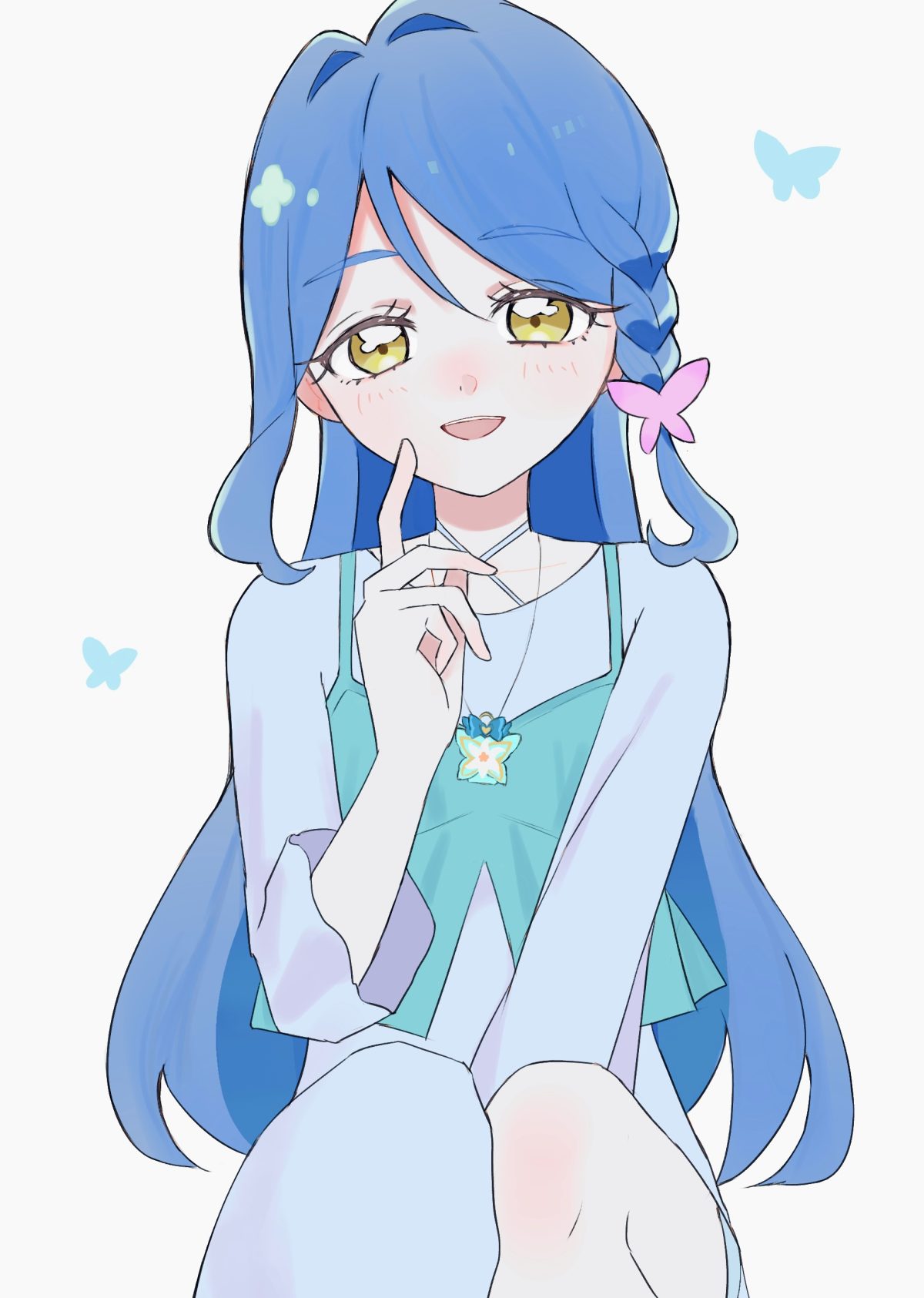 蓝色长发女孩治愈系壁纸