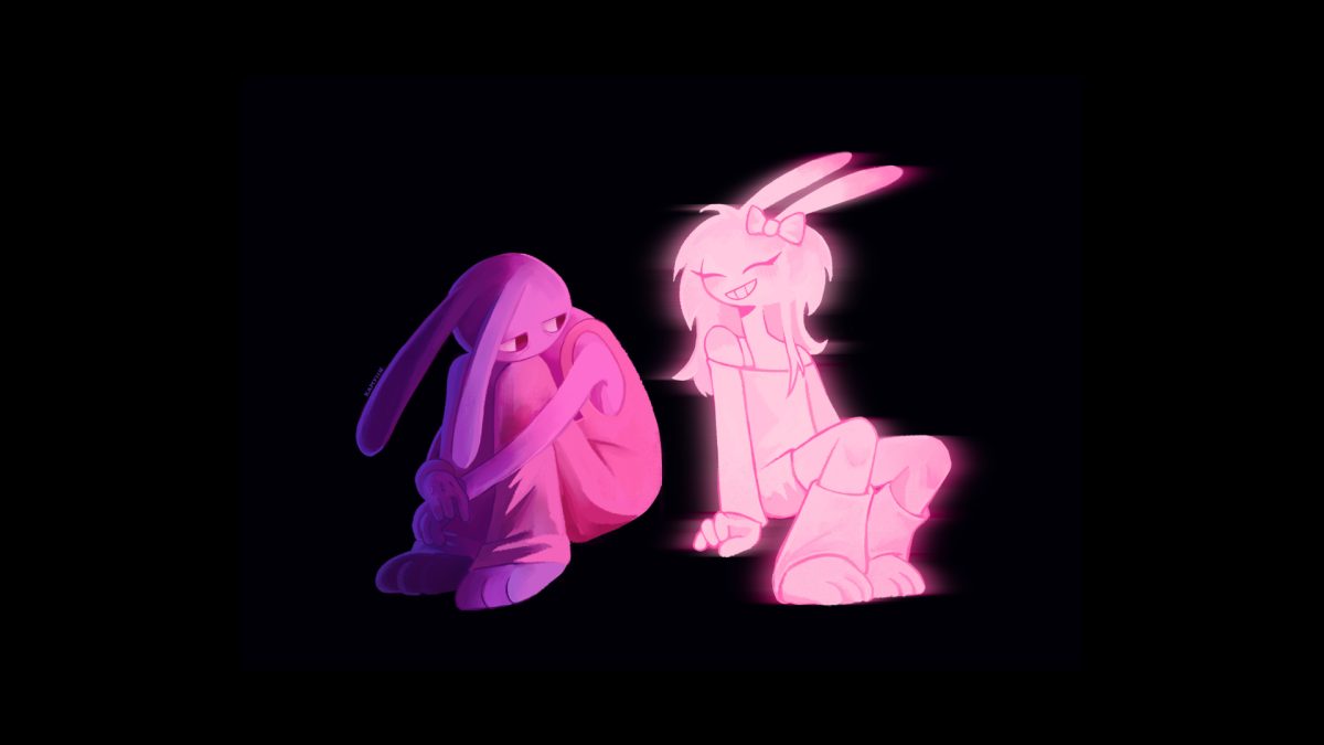 兔耳少女粉色 glow 壁纸
