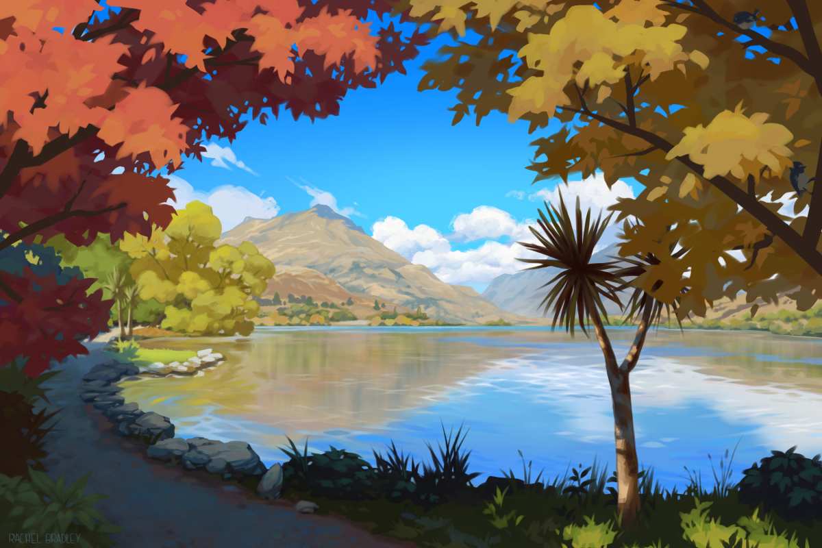 秋日湖光山色